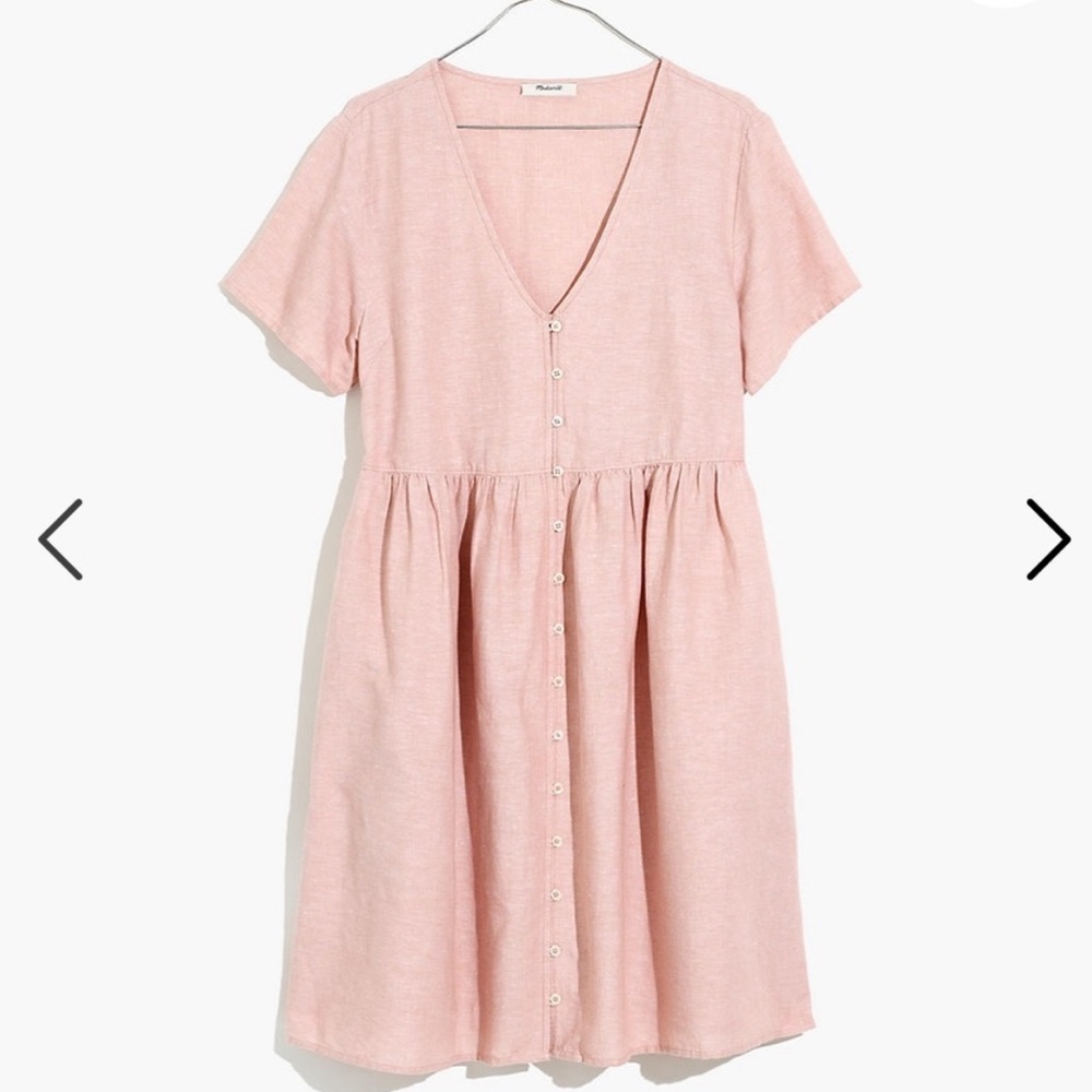 Madewell Linen-Blend Alexandra Button-Front Mini Dress